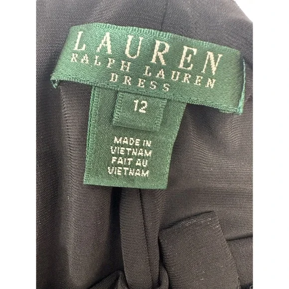 Lauren Ralph Lauren Womens 12 Dress Ruched Side Black Cowl Neck - Picture 6 of 7